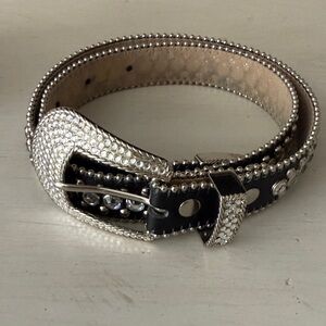 BB Simon Elegant Black and Silver with Swarovski Crystals Women's Belt